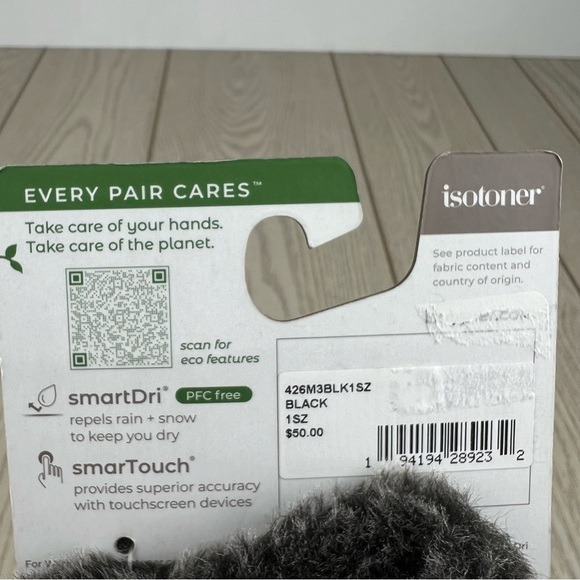 Isotoner Women's Faux-Fur-Cuff Fleece Gloves OS Black $50 - Picture 3 of 3
